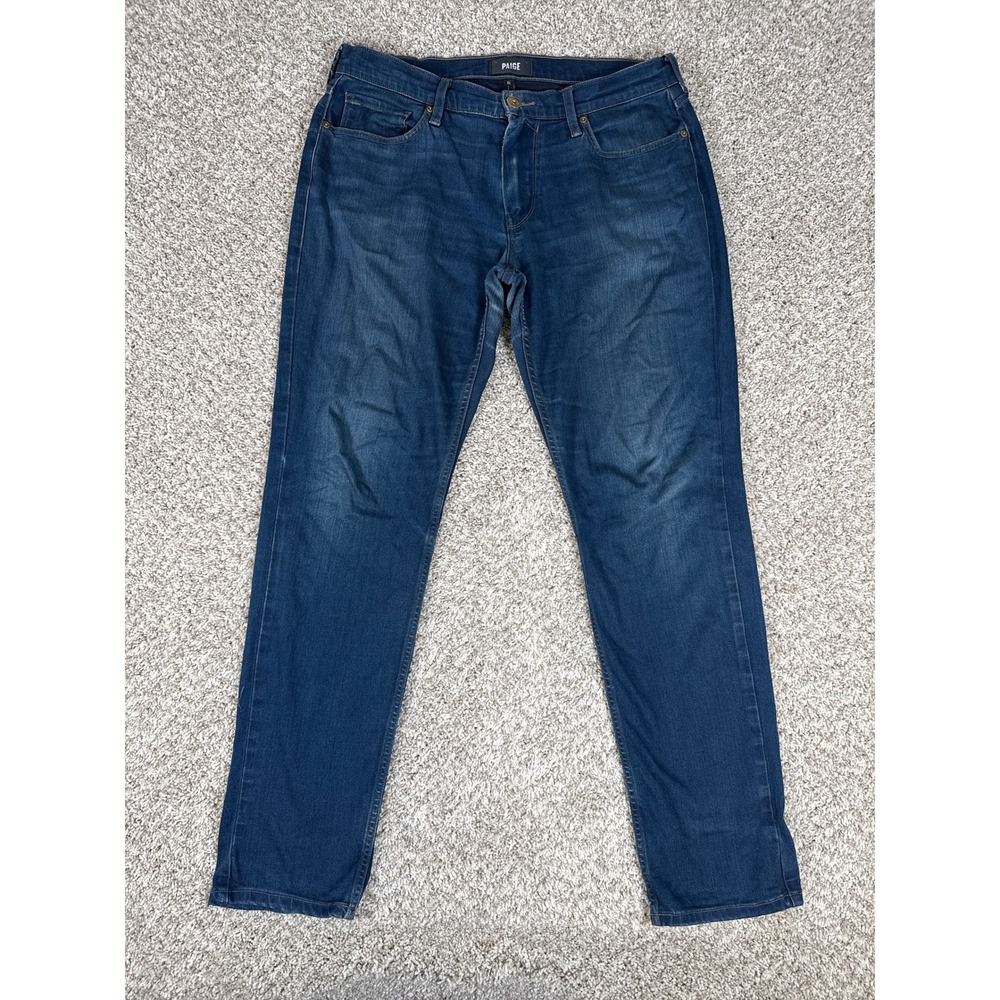 Paige Lennox Slim Fit Jeans Mens‎ 32 Dark Blue Wash Stretch Rayon Blend Denim